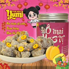Ô mai Mơ 3 vị Yumi - Đồ ăn vặt xí muội chua mặn ngọt, 150g, 250g, hấp dẫn cho sức khỏe và dịu họng, quà tặng tuyệt vời.