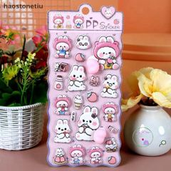 Hình Dán 3D Mềm Mại Hình Thỏ, Gấu, Chó Dễ Thương - Phụ Kiện Trang Trí Sổ, Cốc, Laptop Chất Lượng Cao