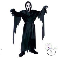 Bộ trang phục Thần Chết huyền bí kèm mặt nạ Halloween cho người lớn - Áo dài, găng tay, chất liệu polyester, Cosplay lễ hội