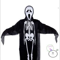 Bộ đồ hóa trang Thần chết cho trẻ em - Áo bộ xương và mặt nạ Halloween, kích thước 80-120cm - Đồ hóa trang độc đáo