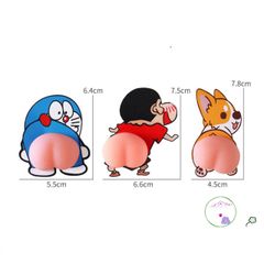 Sticker 3D Silicon Mông Dễ Thương - Dán Trang Trí Ô Tô, Điện Thoại, Tủ Lạnh Hình Doremon, Corgi, Crayon Shin-chan