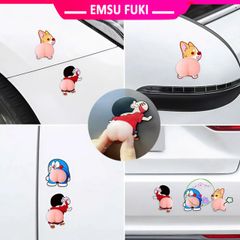 Sticker 3D Silicon Mông Dễ Thương - Dán Trang Trí Ô Tô, Điện Thoại, Tủ Lạnh Hình Doremon, Corgi, Crayon Shin-chan