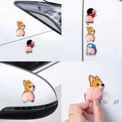 Sticker 3D Silicon Mông Dễ Thương - Dán Trang Trí Ô Tô, Điện Thoại, Tủ Lạnh Hình Doremon, Corgi, Crayon Shin-chan