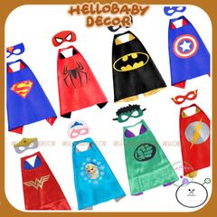 Áo Choàng Siêu Nhân Kèm Mặt Nạ Hóa Trang Halloween - Thời Trang Cho Bé 2-5 Tuổi, Phụ Kiện Tiệc Halloween, Người Nhện, Batman, Elsa