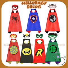 Áo Choàng Siêu Nhân Kèm Mặt Nạ Hóa Trang Halloween - Thời Trang Cho Bé 2-5 Tuổi, Phụ Kiện Tiệc Halloween, Người Nhện, Batman, Elsa