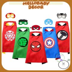 Áo Choàng Siêu Nhân Kèm Mặt Nạ Hóa Trang Halloween - Thời Trang Cho Bé 2-5 Tuổi, Phụ Kiện Tiệc Halloween, Người Nhện, Batman, Elsa