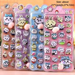 Nhãn dán Kawaii hình thú 3D mềm mại - Bộ 4 miếng dán bong bóng đáng yêu cho điện thoại và trang trí nội thất