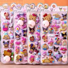 Nhãn dán Kawaii hình thú 3D mềm mại - Bộ 4 miếng dán bong bóng đáng yêu cho điện thoại và trang trí nội thất