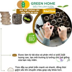 Viên Nén Xơ Dừa GreenHome - Giải Pháp Ơm Hạt Tăng Trưởng Nhanh Chóng, Thay Thế Nylon - Dinh Dưỡng 99% cho Cây Cảnh, Dâu Tây, Rau Hoa