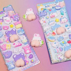 Nhãn Dán Vui Nhộn UMISS - Hình Hoạt Hình 3D Trái Đào Giảm Căng Thẳng, Sticker DIY Thủ Công Cho Trẻ Em và Trang Trí Điện Thoại