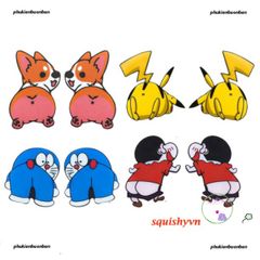 Bộ 30 Hình Dán Silicon Mông Đào Mochi Squishy - Trang Trí Máy Tính Bảng Đáng Yêu, Phụ Kiện Giải Trí Cho Bé