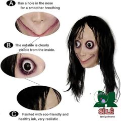Mặt Nạ Momo Kinh Dị Bằng Cao Su - Phụ Kiện Halloween Độc Đáo Cho Cosplay và Tiệc Hóa Trang