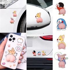 Bộ 2 Miếng Dán 3D Hình Quả Đào Chống Trầy Cho Mông Xe Hơi - An Toàn, Thẩm Mỹ và Đậm Chất Corgi, Doraemon, Crayon Shin-chan