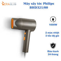 Máy Sấy Tóc Philips BHD321/00 - Công Suất 1600W, 30 Triệu Ion Âm, Siêu Nhẹ 350g, Bảo Vệ Tóc Mượt Mà, Thiết Kế An Toàn