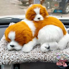 Chó Bông Vàng Trắng Tai Dài - Phụ Kiện Lọc Khí Than Hoạt Tính Cho Ô Tô - Dễ Thương, Khử Mùi Hôi, Trang Trí Xe Hơi
