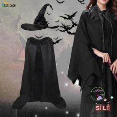 Bộ Trang Phục Phù Thủy - Áo Choàng và Mũ Halloween Cao Cấp, Lý Tưởng Cho Trò Chơi Nhập Vai và Sự Kiện Hóa Trang