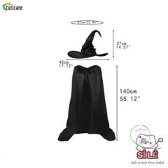 Bộ Trang Phục Phù Thủy - Áo Choàng và Mũ Halloween Cao Cấp, Lý Tưởng Cho Trò Chơi Nhập Vai và Sự Kiện Hóa Trang