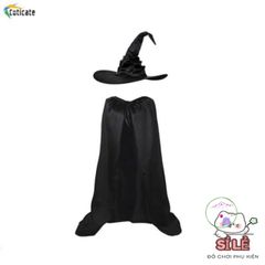Bộ Trang Phục Phù Thủy - Áo Choàng và Mũ Halloween Cao Cấp, Lý Tưởng Cho Trò Chơi Nhập Vai và Sự Kiện Hóa Trang