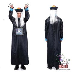 Bộ Trang Phục Halloween Cương Thi Thầy Pháp Sư - Áo, Mặt Nạ, Tóc Giả và Phụ Kiện Hóa Trang - Thời Trang Dành Cho Lễ Hội