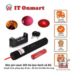 Đèn Pin Laser 303 - Đèn Chiếu Tia Xanh Đỏ Đa Năng cho Thuyết Trình và Giải Trí Thú Cưng, Bền Bỉ Chống Nước và An Toàn cho Trẻ Em