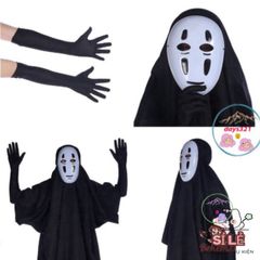 Bộ Đồ Hóa Trang Vô Diện - Set Cosplay Huyền Bí Với Áo Choàng, Mặt Nạ Và Găng Tay Đen Duy Nhất Cho Halloween