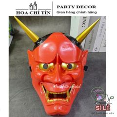 Mặt Nạ Nhật Bản Hannya Oni Hai Sừng Màu Đỏ Trắng - Nghệ Thuật Trang Trí Văn Hóa Nhật Bản, Quà Tặng Hóa Trang độc Đáo