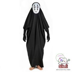 Bộ Hóa Trang Vô Diện - Set Cosplay Độc Đáo Bao Gồm Áo Choàng, Mặt Nạ và Găng Tay Đen Cho Halloween và Sự Kiện Hoá Trang