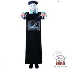 Bộ đồ hóa trang Halloween Cương Thi Trung Hoa - Áo Dài độc đáo với mũ đuôi sam và bùa hộ mệnh cho bữa tiệc thú vị