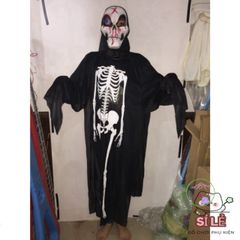 Áo Hóa Trang Halloween Dài 120cm Kiểu Xương - Dành Cho Trẻ 8+ và Người Lớn, Hoàn Hảo Cho Tiệc Halloween Ma Quái