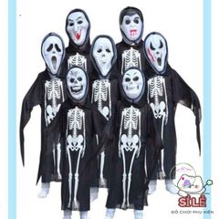 Áo Hóa Trang Halloween Dài 120cm Kiểu Xương - Dành Cho Trẻ 8+ và Người Lớn, Hoàn Hảo Cho Tiệc Halloween Ma Quái