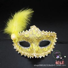 Mặt Nạ Hóa Trang Nửa Mặt Nhật Bản Độc Đáo - Cosplay Halloween Kèm Lông Vũ Sang Trọng, Thời Trang Tỏa Sáng Trong Mọi Sự Kiện