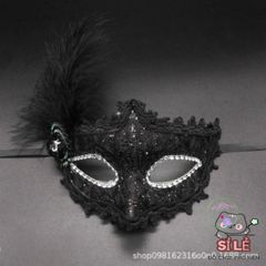 Mặt Nạ Hóa Trang Nửa Mặt Nhật Bản Độc Đáo - Cosplay Halloween Kèm Lông Vũ Sang Trọng, Thời Trang Tỏa Sáng Trong Mọi Sự Kiện