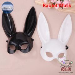Mặt Nạ Thỏ Đen-Trắng Hoeaden - Phụ Kiện Hóa Trang Halloween Độc Đáo Cho Cosplay và Lễ Hội Giáng Sinh