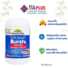 Viên uống Omega-3 Nature’s Way Kids Smart Bursts DHA cao - Hỗ trợ phát triển não bộ và sức khỏe mắt (60 viên)
