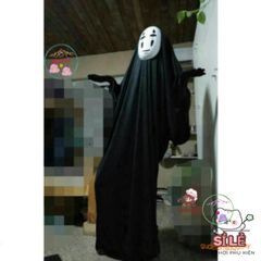 Bộ Trang Phục Vô Diện Đen Huyền Bí - Áo Choàng, Mặt Nạ và Găng Tay, Phù Hợp Cho Halloween và Cosplay Tất Cả Đối Tượng