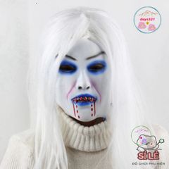 Mặt nạ Zombie nữ tóc dài màu trắng - Phụ kiện hóa trang Halloween độc đáo để tỏa sáng tại các bữa tiệc và sự kiện lễ hội.