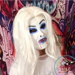 Mặt nạ Zombie nữ tóc dài màu trắng - Phụ kiện hóa trang Halloween độc đáo để tỏa sáng tại các bữa tiệc và sự kiện lễ hội.