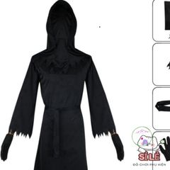 Bộ trang phục Hades Thiên Thần Chết cho trẻ em - Halloween Kỳ Bí với Mũ và Lưỡi Hái, Size L/XL, Phong Cách Cosplay Nghệ Thuật