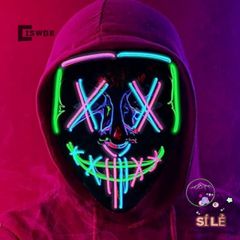 Mặt Nạ LED Neon Cyberpunk cho Người Lớn - Phát Sáng Ấn Tượng cho Halloween và Cosplay, Phụ Kiện Thời Trang Punk độc đáo