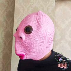 Mặt Nạ Cá HỒNG Silicone Người Lớn - Mũ Ếch Xanh Hóa Trang Độc Đáo Halloween - Phụ Kiện Cosplay TikTok ấn Tượng