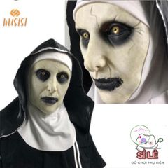 Mặt nạ Valak Halloween nữ có khăn trùm đầu - Phụ kiện trang trí độc đáo, chất liệu cao su an toàn, phong cách hóa trang ấn tượng