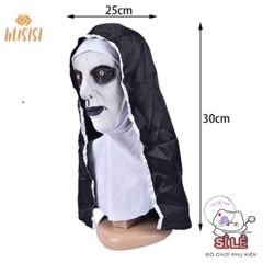 Mặt nạ Valak Halloween nữ có khăn trùm đầu - Phụ kiện trang trí độc đáo, chất liệu cao su an toàn, phong cách hóa trang ấn tượng