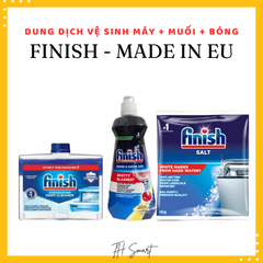 Bộ 3 Sản Phẩm Vệ Sinh Máy Rửa Bát FINISH - Dung Dịch, Nước Bóng và Muối Rửa Bát Giúp Chén Đĩa Sáng Bóng và Sạch Vết