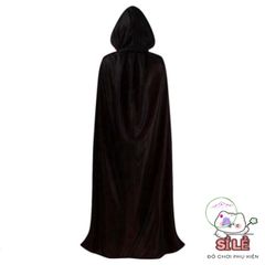 Áo Choàng Phù Thủy Đen Đỏ Kèm Mũ Trùm - Trang Phục Hóa Trang Halloween Độc Đáo Cho Trẻ Em và Người Lớn