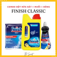 Bột Rửa Bát FINISH Classic Hương Chanh 1kg - Combo Bột Rửa, Muối, Bóng Cho Máy Rửa Bát - Hiệu Quả, Sạch Bóng, Thơm Mát