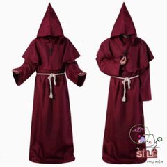 Áo Choàng Thần Chết Đen Đỏ Halloween - Trang Phục Cosplay Phù Thủy Huyền Bí cho Người Lớn và Trẻ Em, Kiểu Dáng 2 Lớp Đẳng Cấp