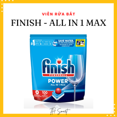 Viên Rửa Bát FINISH All In 1 Max 10 Chức Năng - Túi 100 Viên, Sạch Sâu, Bảo Vệ Máy Rửa Bát, Tiện Lợi và Hiệu Quả