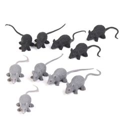Bộ 10 Con Chuột Nhựa Trang Trí Halloween - Mô Hình Màu Đen Và Xám - Đồ Chơi Kinh Dị 100% Mới