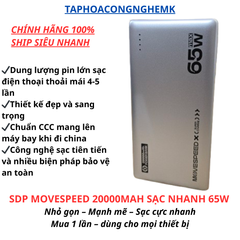 Sạc Dự Phòng MoveSpeed 20.000mAh Sạc Nhanh 65W Chính Hãng - Hỗ Trợ Nhanh Cho Laptop, iPhone, Samsung - Thiết Kế Nhỏ Gọn, An Toàn