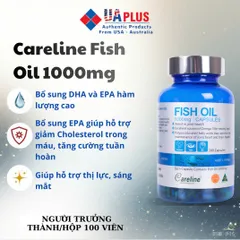 Careline Fish Oil 1000mg - Bổ sung DHA, EPA hỗ trợ phát triển não bộ và thị lực - 100 viên nhập khẩu chính ngạch từ Úc